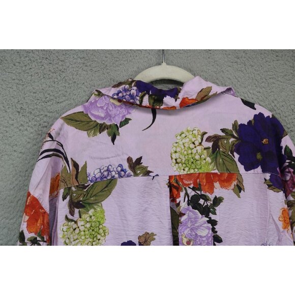 H&M Button Up Long Sleeve Silky Floral Dress-Size Large-Whimsigoth-Cottagecore - Picture 15 of 15